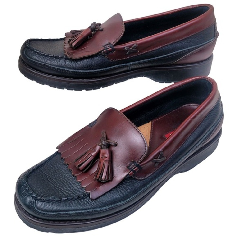 Bass Broker Mens 9M Black Burgundy Leather Kiltie Tassel Loafers Made in Brazil